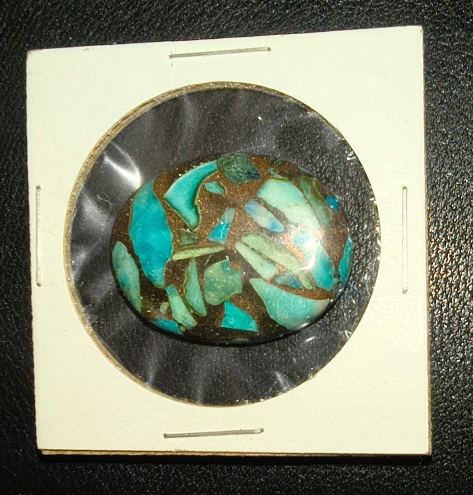 34.55ct Oval Turquoise & Gold Cabochon Gemstone