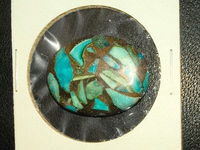 34.55ct Oval Turquoise & Gold Cabochon Gemstone
