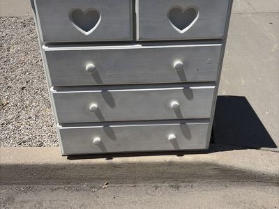 Free! White 4-Drawer Dresser with Heart Cutouts - Adorable Storage for Kids Room