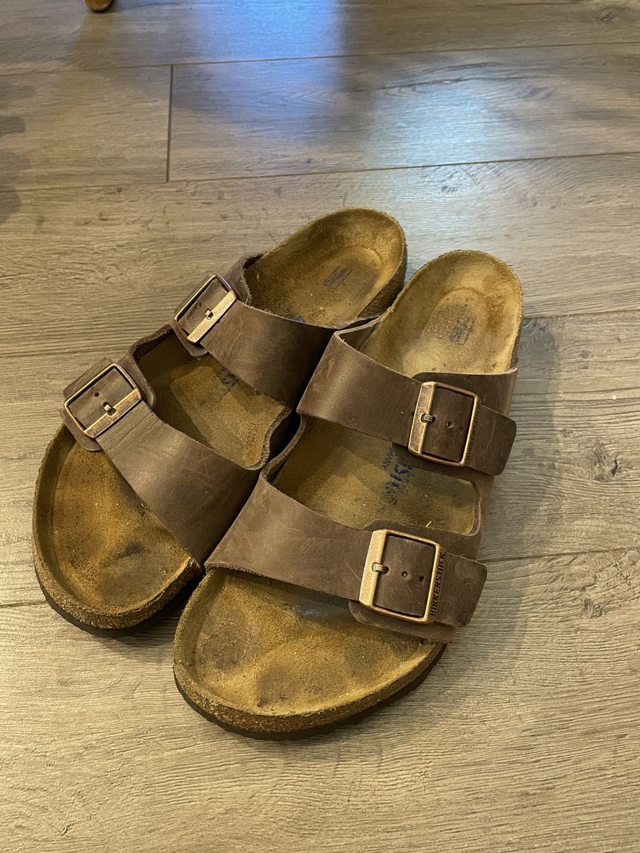 Size 44 Narrow (11-11.5US) Birkenstock sandals brown leather