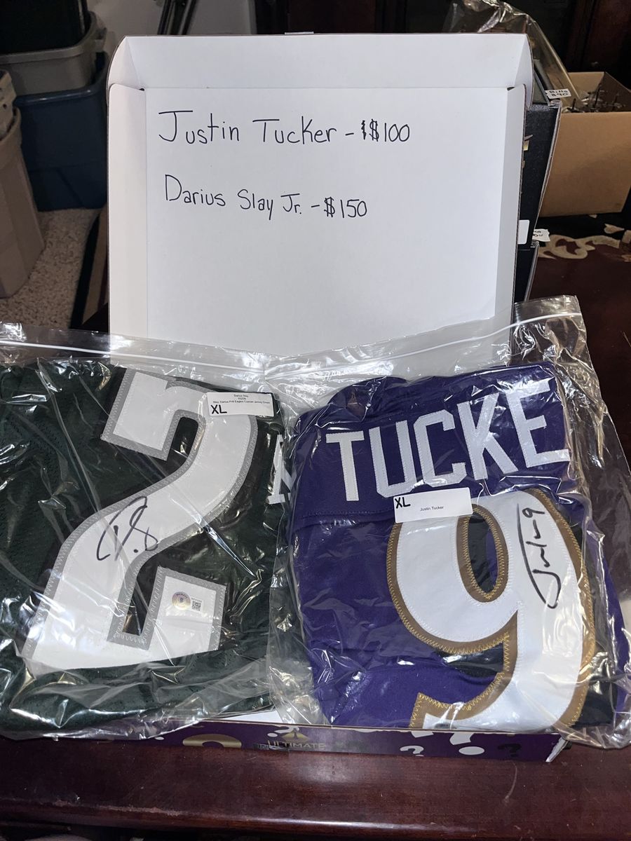 Justin Tucker & Darius Slay Jr. Autographed Custom Football Jerseys - Size XL