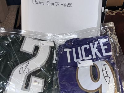 Justin Tucker & Darius Slay Jr. Autographed Custom Football Jerseys - Size XL