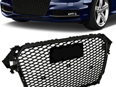 2013-2016 Audi A4/S4 Honeycomb Mesh Front Hood Bumper Grill - Gloss Black