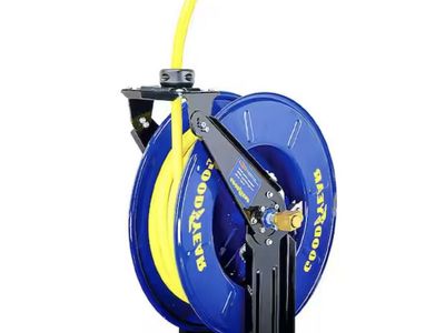 Goodyear 1/2 in. x 50 ft. Steel Dual Arm Pedestal Air Hose Reel SBR Rubber Hose