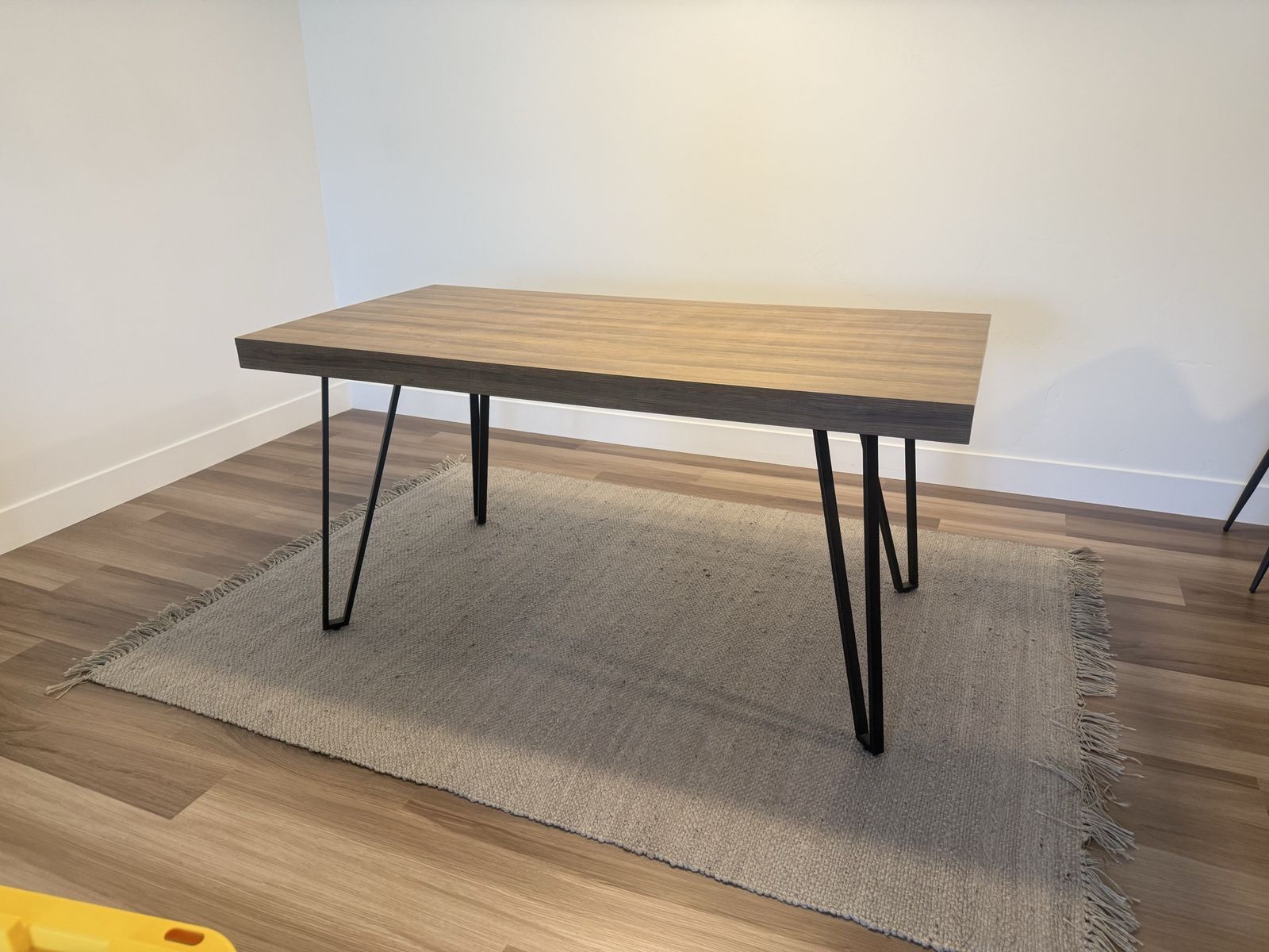 Modern Wood Grain Desk / Dining Table with Black Hairpin Legs - Versatile & Stylish