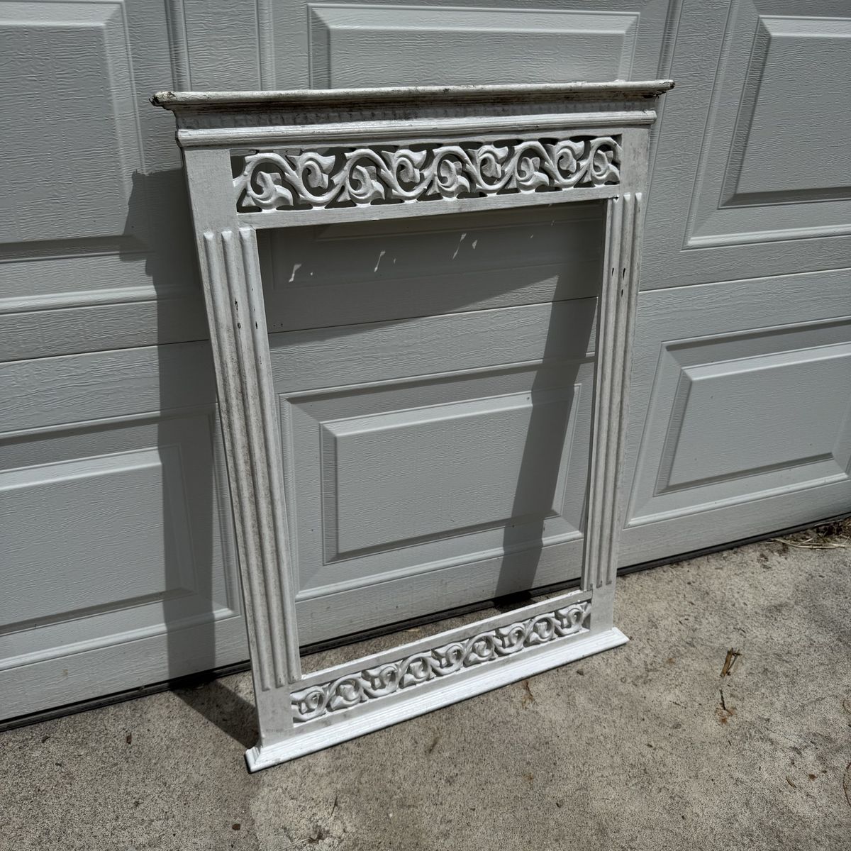 Shabby Chic Ornate Floral Carved Accent Wood Frame 24” x 32 1/2” Opening is 17 1/2” x 23”