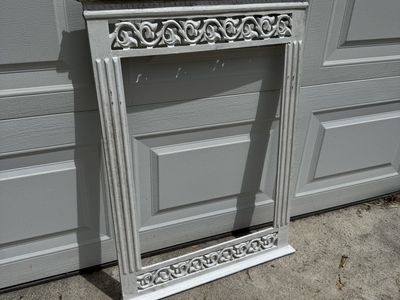 Shabby Chic Ornate Floral Carved Accent Wood Frame 24” x 32 1/2” Opening is 17 1/2” x 23”