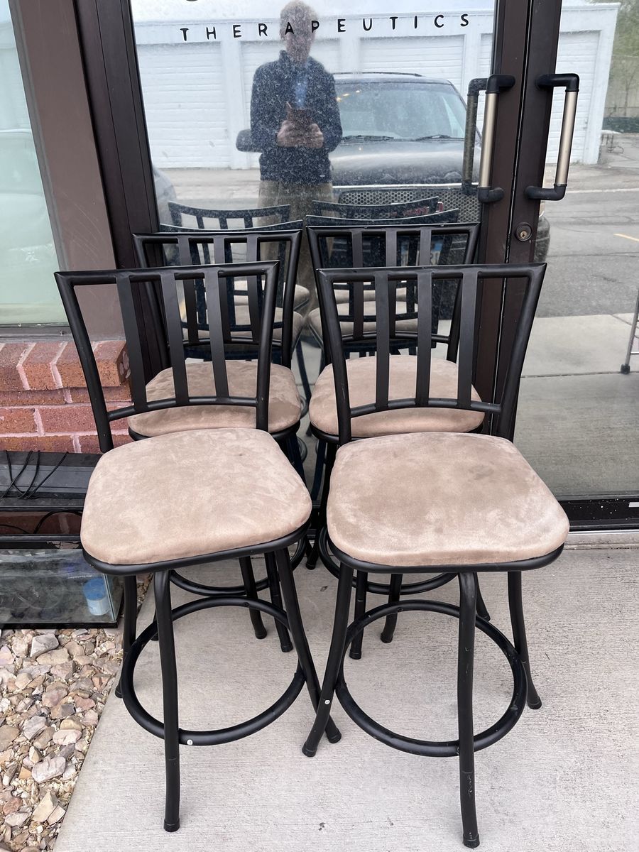 Barstools, Set of 4, Fabric Cushions