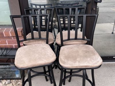 Barstools, Set of 4, Fabric Cushions