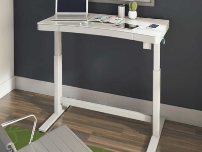 Tresanti 47in Adjustable Height Sit/Stand Tech Desks in White with Wireless Charging #81282