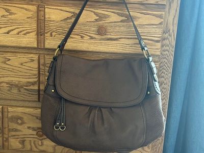 Brown Pebbled Leather Shoulder Bag Handbag Purse