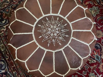 Moroccan Leather Ottoman / Pouf