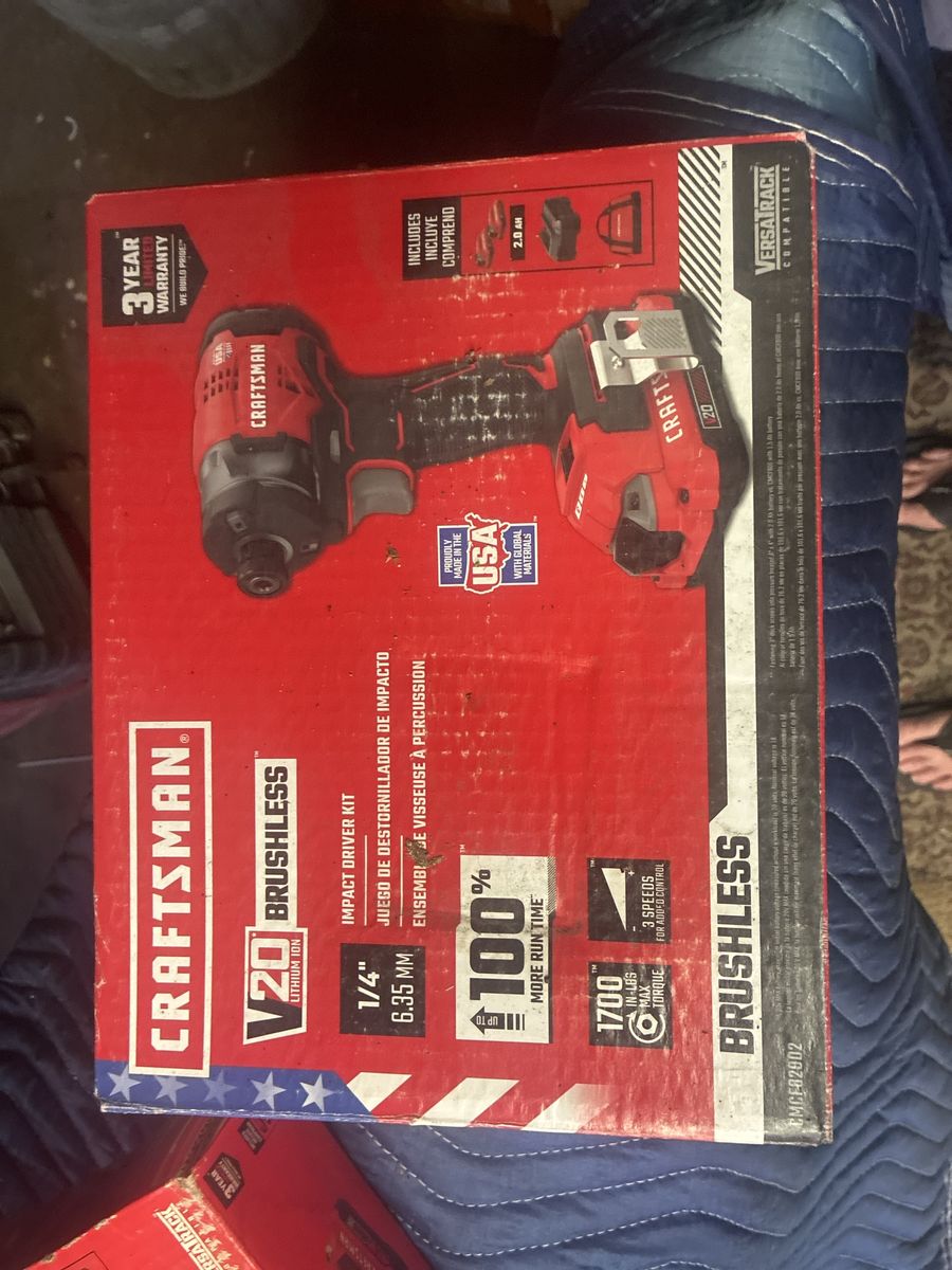 Craftsman V20 Brushless 1/4" Impact Driver Kit CMCF820B2 w/ 2.0 Ah Battery & Charger