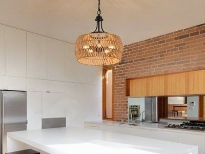 New 19" Woven Rope Chandelier: Boho Ceiling Light Fixture, Adjustable Height, E12 Base, 40W Max
