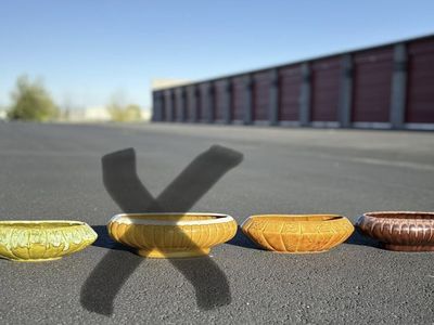Vintage Mid Century Modern drip glaze bowls. Made in California antique ceramics pottery Accent planter MCM
