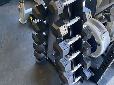 INSPIRE Rubber Coated Dumbbell Set & Rack (MINT!!)