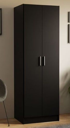 New - Madesa Wardrobe Storage Cabinet Armoire Closet w/ 2 Doors & 4 Utility Shelves 23",  Black