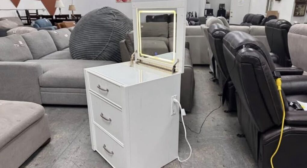 Vanity Chair Mirror Drawer