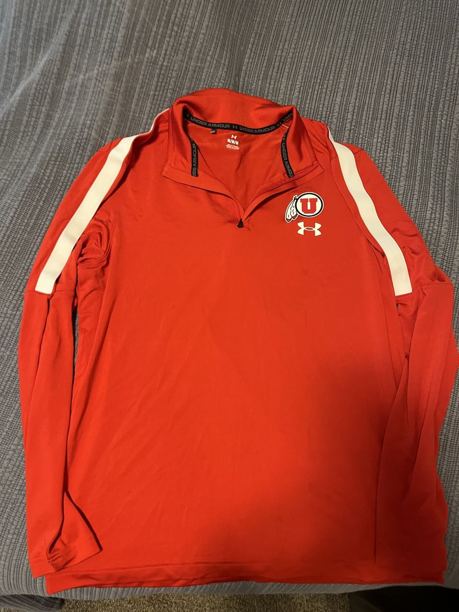 Under Armour University of Utah 1/4 Zip Pullover Men's Medium Red Athletic Top