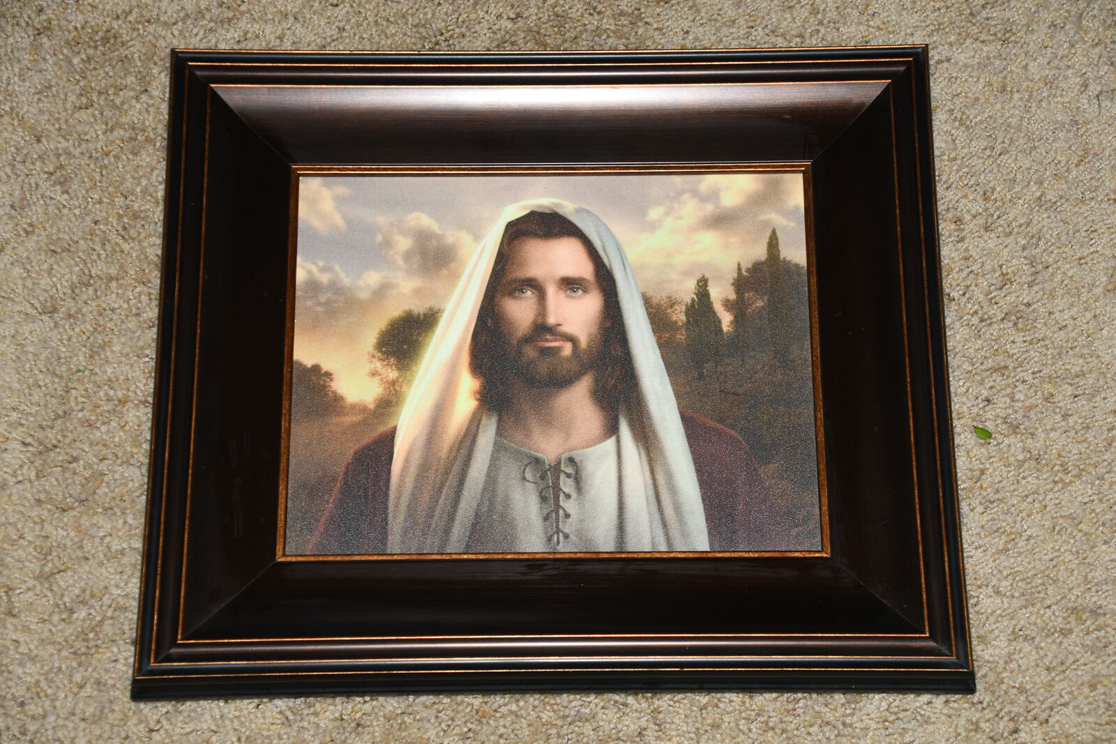 "I AM" JESUS PICTURE ~ SIMON DEWEY ~ 12" x 14" FRAMED ~ TEXTURED