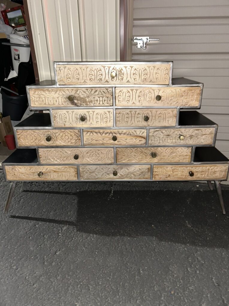 Custom Wood & Steel Apothicary Cabninet