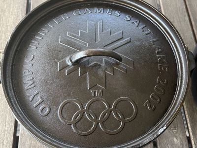 13” Lodge Cast Iron Dutch Oven - Rare 2002 Olympic