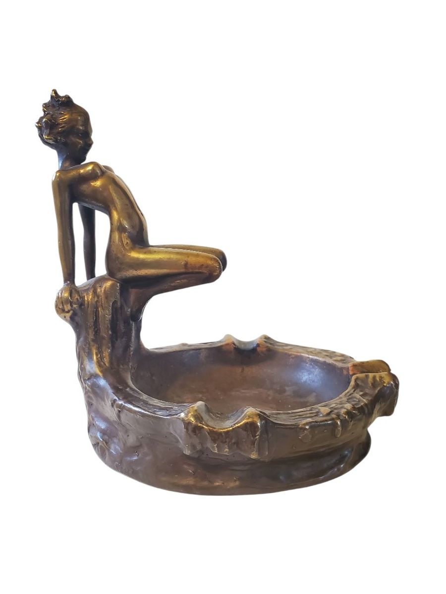 Antique Art Deco Bronze Clad Ashtray