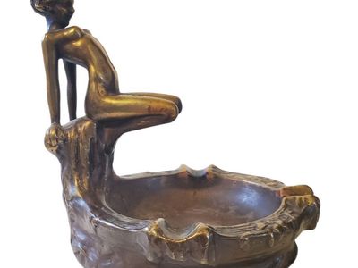 Antique Art Deco Bronze Clad Ashtray