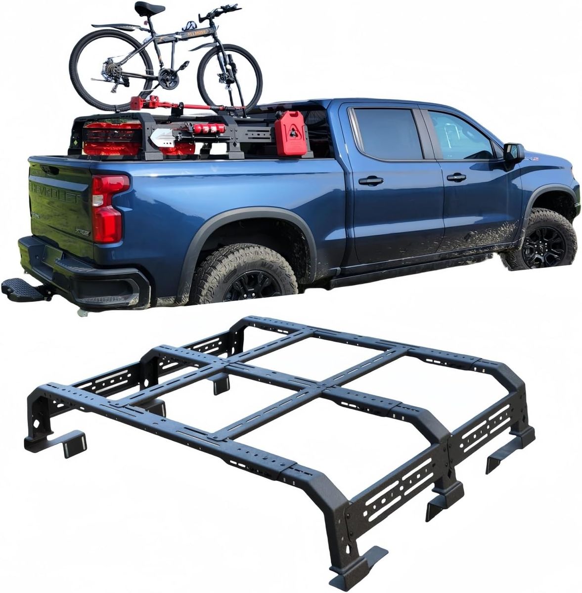 YACUTA Overland Bed Rack for Full-Size & Mid-Size Pickup Truck.Compatible with Tonneau Cover|No Drilling Installation