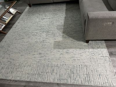 Large Area Rug with Blue and Gray Textured Design