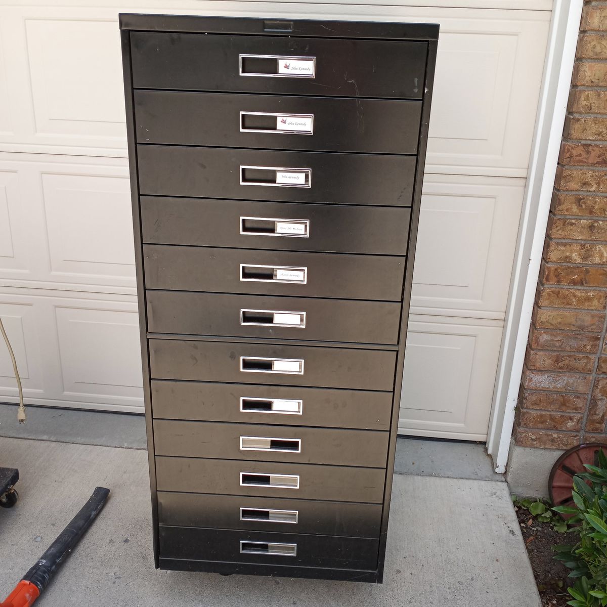 Heavy Duty Black Metal Storage Cabinet - 12 Drawers with Fixed Dividers, 61" Tall