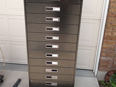 Heavy Duty Black Metal Storage Cabinet - 12 Drawers with Fixed Dividers, 61" Tall