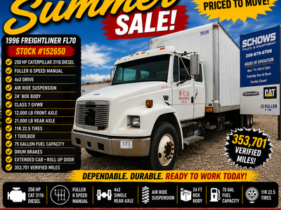 1996 Freightliner FL70 Box Truck CAT 3116 24-Foot Body Air Ride