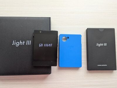Light phone iii (unlocked) with blue case & tempered glass protectors