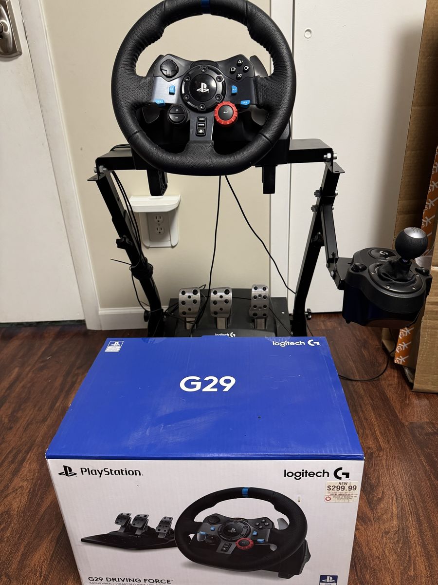 Logitech G29 Racing Wheel + Pedals + Shifter + VEVOR Stand (PS5/PS4/PC) — Full Sim Racing Setup, Excellent Condition