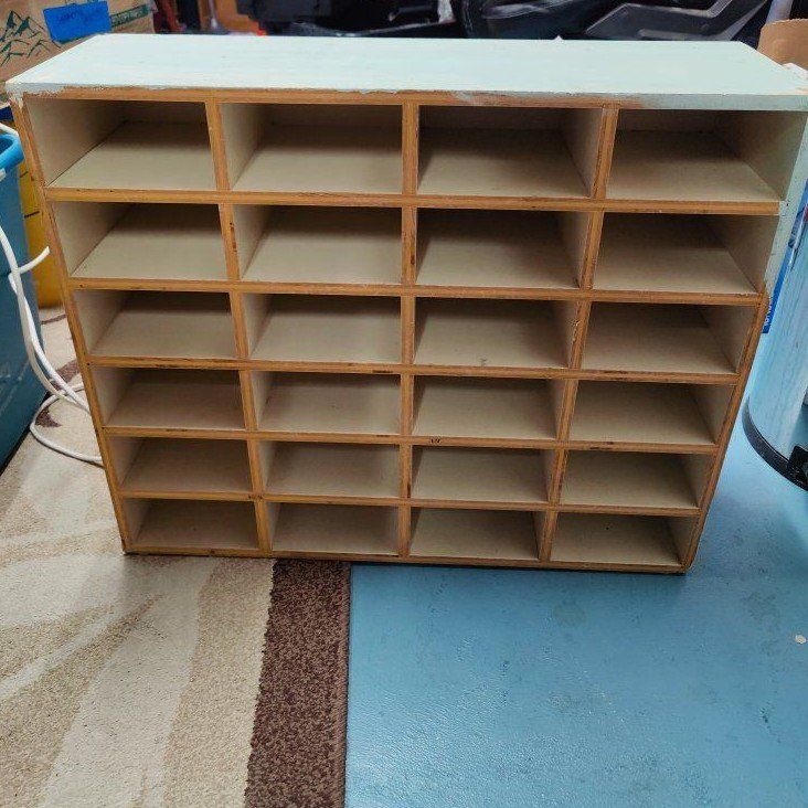 Multi-Cubby Wood Storage Unit - 28 Compartments, Versatile Organizer for Home or Office