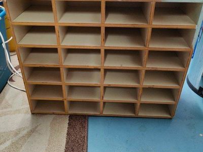 Multi-Cubby Wood Storage Unit - 28 Compartments, Versatile Organizer for Home or Office