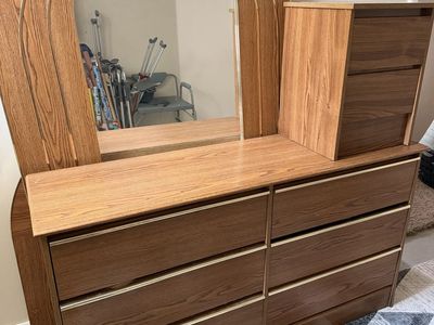 Dresser with mirror, Matching Nightstand - Bedroom Set