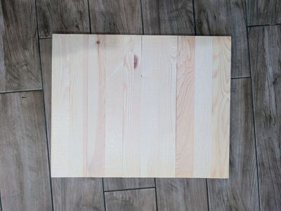 Slatted wood panels, sign