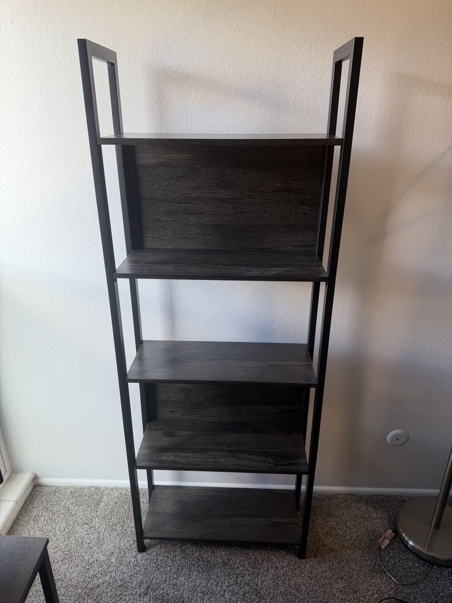 Charcoal Gray 5-Tier Bookshelf