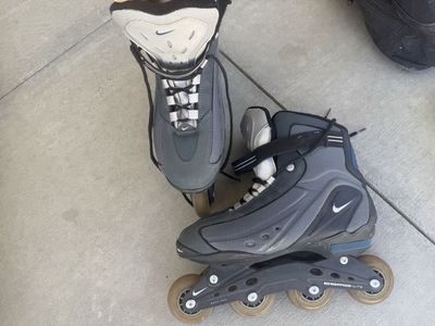 Nike inline skates, pads and bag