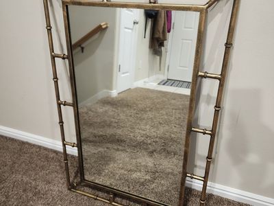 PIER 1 ONE IMPORTS HEAVY DUTY SOLID GOLD METAL MIRROR NICE QUALITY STATEMENT PIECE