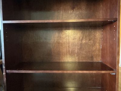 Dark Cherry Wood 3-Tier Bookcase Shelving Unit - 34 Inch Wide