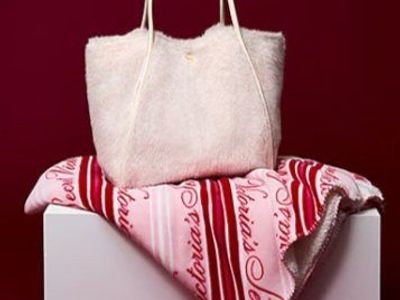 Victorias Secret Fleece Blanket and Fox Fur Tote