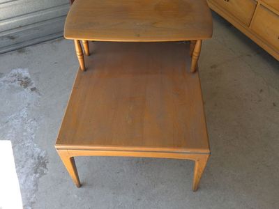 Vintage Mid-Century Modern Wood End Table Side Table with Two Tiers