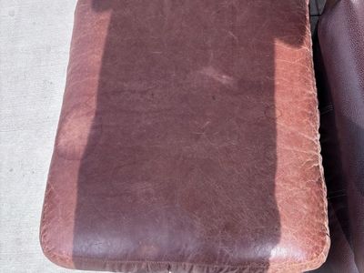 Used Leather Loveseat and Ottoman Set - Brown, Good Condition