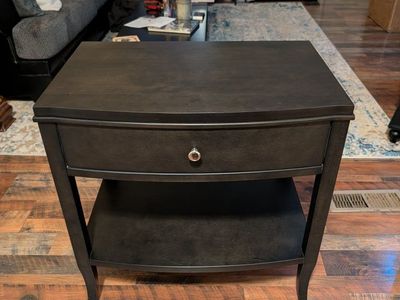 Dark Wood Nightstand with Single Drawer and Bottom Shelf