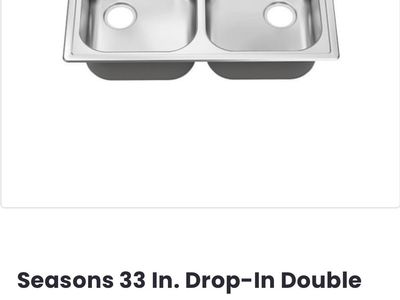 Seasons 33" x 22" Drop-In Double Bowl Stainless Steel Kitchen Sink - 21 Gauge 3-Hole ADA