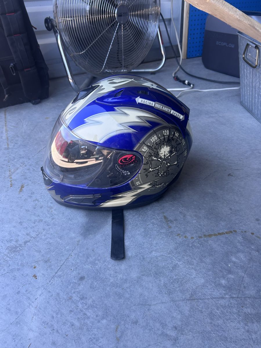 2 streetbike helmets for $50 each. Black shoei xl and blue medium both excellent