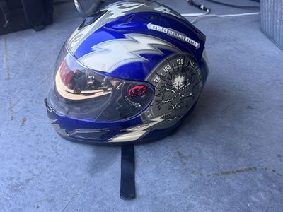 2 streetbike helmets for $50 each. Black shoei xl and blue medium both excellent